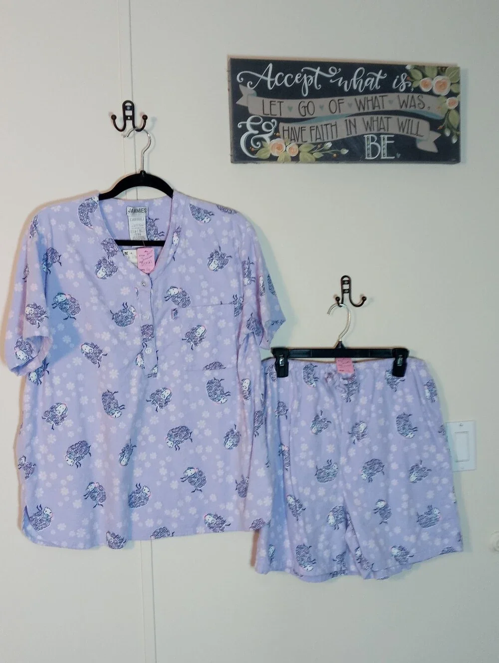 NWT Large Jammies Purple Sheep Short Sleeve Pajama Set